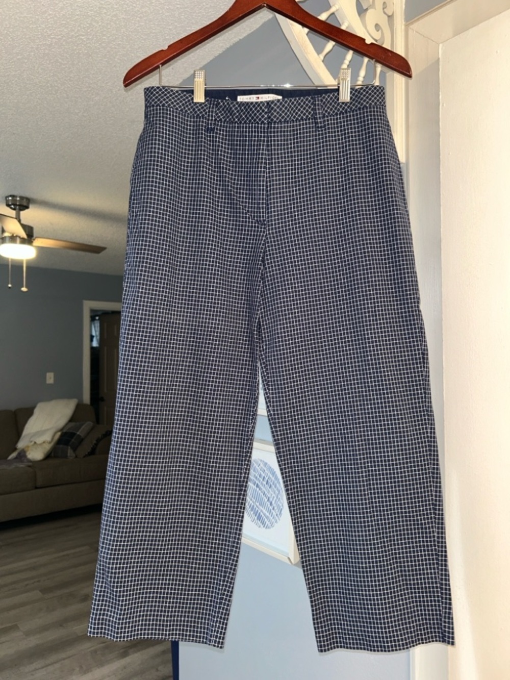 Tommy Hilfiger Y2K Signature Navy Checked Women’s Cropped Pants Size 10